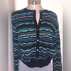 Vintage Missoni Multi color blues and greens, cardigan sweater